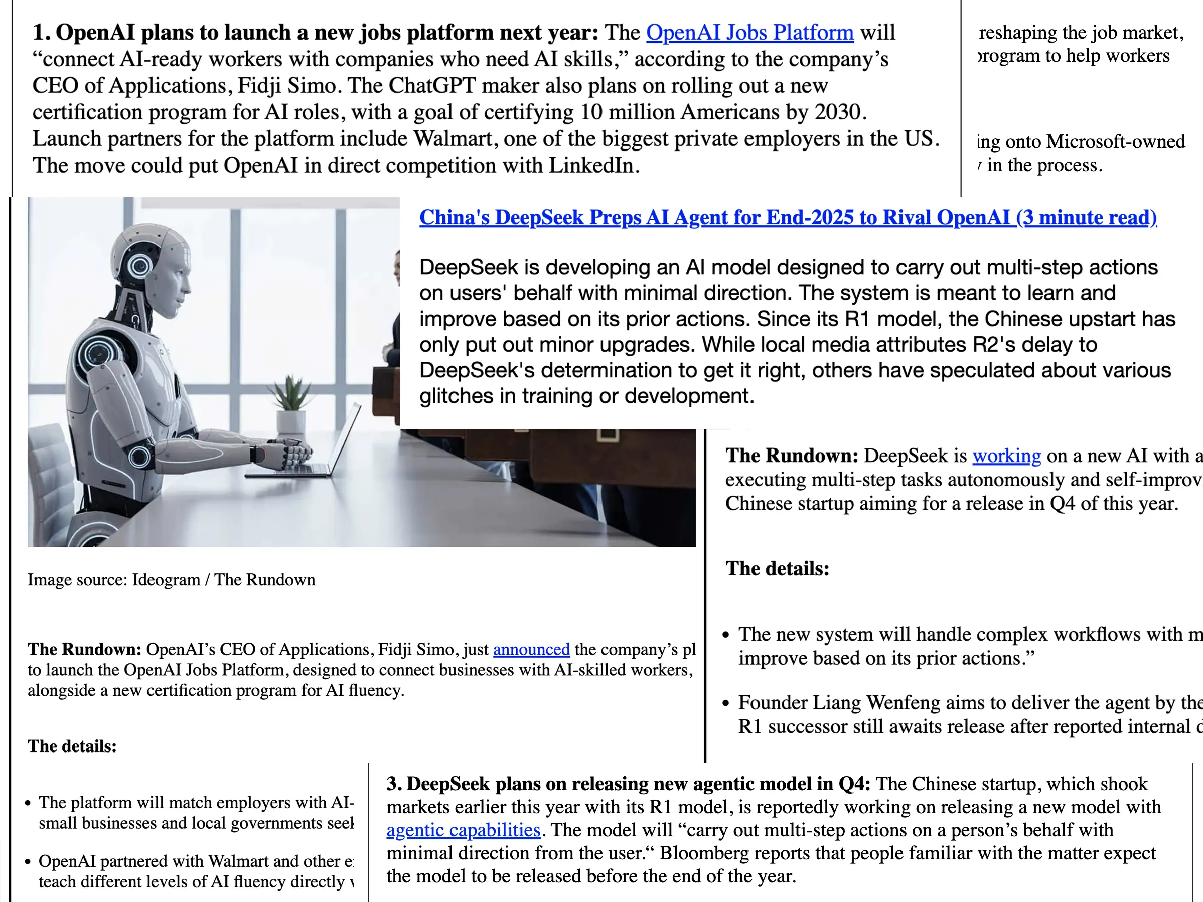 Newsletters mentioning the same topic
